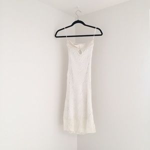 BEBE White Strapless Lace Dress